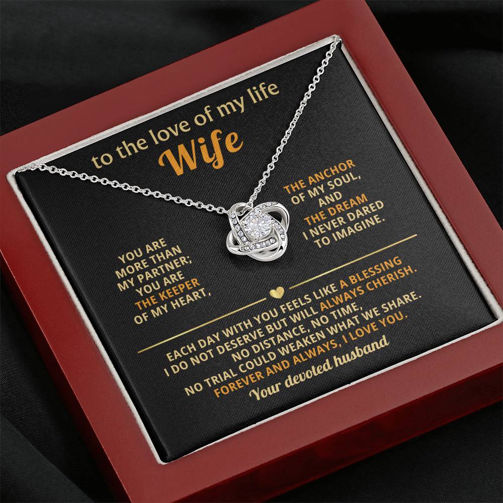To My Wife Necklace  Pendant – Romantic Anniversary Gift from Husband – “Forever & Always I Love You” Message Card Jewelry